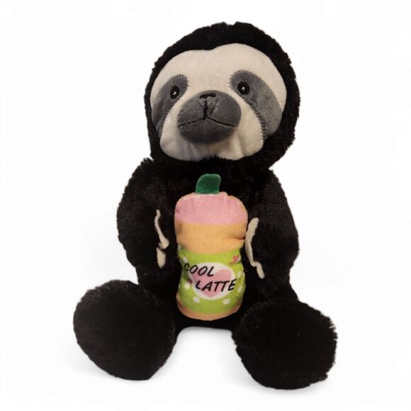 Kellytoy Sloth 'Cool Latte' Plush Stuffed Animal, Black and White, 13" Long - Picture 6 of 7